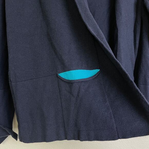 John Smedley Sea Island Cotton Cardigan Sweater Womens Medium Navy Open - Picture 4 of 10